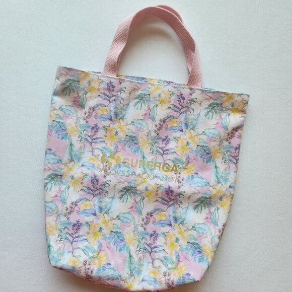 Superga Handbags - Superga X LoveShackFancy Floral Canvas Tote Bag Pink Tropical Feminine Cute